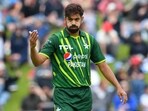 Pakistan's Haris Rauf reacts during a match Pakistan's Haris Rauf reacts during a match