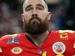 Travis Kelce stands for the national anthem prior to Super Bowl LVIII against the San Francisco 49ers at Allegiant Stadium on February 11, 2024 in Las Vegas, Nevada (Photo by JAMIE SQUIRE / GETTY IMAGES NORTH AMERICA / Getty Images via AFP)