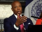 FILE PHOTO: New York City Mayor Eric Adams speaks during a press conference amid an election fundraising controversy at City Hall in Manhattan in New York City, U.S., November 14, 2023. REUTERS/Mike Segar//File Photo