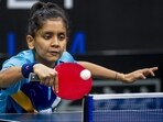 Indian paddler Sreeja Akula in action during the World Table Tennis (WTT) Star Contender Goa 2024, in Mapusa