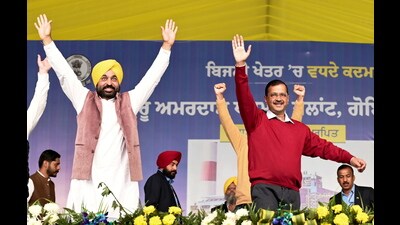 AAP party’s national convener Arvind Kejriwal and Punjab chief minister Bhagwant Mann were scheduled to address rallies in Jalandhar and Muktsar on February 18 and 22. (PTI)