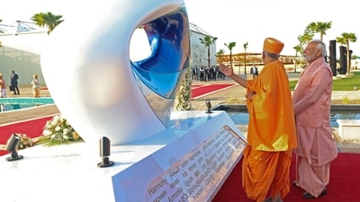 In a post on X, PM Modi stated, "@BAPS Hindu Temple, Abu Dhabi, United Arab Emirates opens its doors to devotees! I feel blessed to be part of this very sacred moment. Here are some glimpses."&nbsp; (ANI)