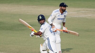 India’s Sarfaraz Khan and Ravindra Jadeja run between the wickets on Day 1 of the 3rd Test match against England (ANI ) India’s Sarfaraz Khan and Ravindra Jadeja run between the wickets on Day 1 of the 3rd Test match against England (ANI )