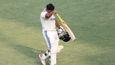 Sarfaraz Khan walks back after getting run out for 62. (ANI ) Sarfaraz Khan walks back after getting run out for 62. (ANI )