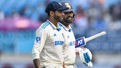 India's Ravindra Jadeja (L) with captain Rohit Sharma walk back to the pavilion (AFP) India's Ravindra Jadeja (L) with captain Rohit Sharma walk back to the pavilion (AFP)