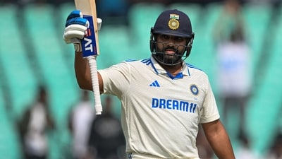Rohit Sharma registered his 11th century in the oldest format on the opening day of the Rajkot encounter. The India skipper smashed MS Dhoni's Test record.&nbsp; (AFP)