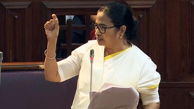 Chief minister Mamata Banerjee speaking during the budget session of the West Bengal Assembly in Kolkata on Thursday. (ANI) Chief minister Mamata Banerjee speaking during the budget session of the West Bengal Assembly in Kolkata on Thursday. (ANI)