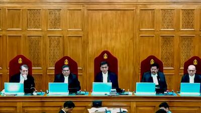 Five-judge bench pronouncing the verdict. (PTI) Five-judge bench pronouncing the verdict. (PTI)