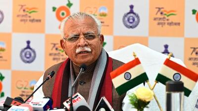 Haryana chief minister Manohar Lal Khattar addressing a press conference in Chandigarh on Thursday. (Keshav Singh/HT) Haryana chief minister Manohar Lal Khattar addressing a press conference in Chandigarh on Thursday. (Keshav Singh/HT)
