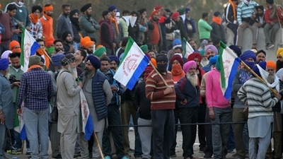 Bharat bandh today: Farmers gather during a protest march to New Delhi to demand minimum crop prices, near the Haryana-Punjab border at Shambhu in Patiala district. (AFP) Bharat bandh today: Farmers gather during a protest march to New Delhi to demand minimum crop prices, near the Haryana-Punjab border at Shambhu in Patiala district. (AFP)