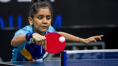 Indian paddler Sreeja Akula in action during the World Table Tennis (WTT) Star Contender Goa 2024, in Mapusa (PTI) Indian paddler Sreeja Akula in action during the World Table Tennis (WTT) Star Contender Goa 2024, in Mapusa (PTI)