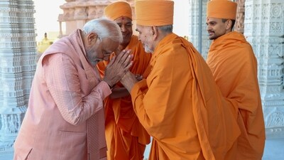 "The UAE, known for landmarks like the Burj Khalifa, Future Museum, Sheikh Zayed Mosque, and other hi-tech buildings, has now added another cultural chapter to its identity. I am confident that a large number of devotees will visit here in the coming times," PM Modi said.&nbsp; (PTI)