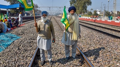According to a senior police officer, the Delhi Police is on extra vigil though the protesting farmers have been stopped by the Haryana Police at the Shambhu border between Punjab and Haryana near Ambala. (PTI) According to a senior police officer, the Delhi Police is on extra vigil though the protesting farmers have been stopped by the Haryana Police at the Shambhu border between Punjab and Haryana near Ambala. (PTI)