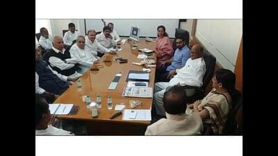 The meeting was held at Pawar’s Modibaug residence in Pune on Tuesday. (HT PHOTO) The meeting was held at Pawar’s Modibaug residence in Pune on Tuesday. (HT PHOTO)