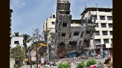 The property was owned by Sunil Delwani, a Pimpri resident and the architect of the building was Mallik Arjun, a resident of Ambegaon. (HT PHOTO)