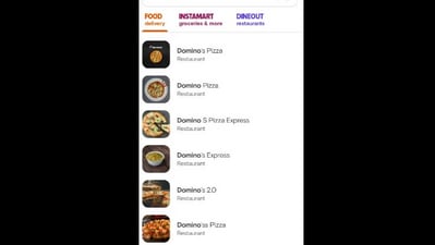 Snapshot of fake Domino's Pizza outlets on Swiggy. (X/@Ravi Handa) Snapshot of fake Domino's Pizza outlets on Swiggy. (X/@Ravi Handa)