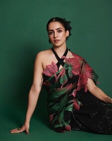 Sanya Malhotra in a 3D black floral saree (Photo: Instagram)