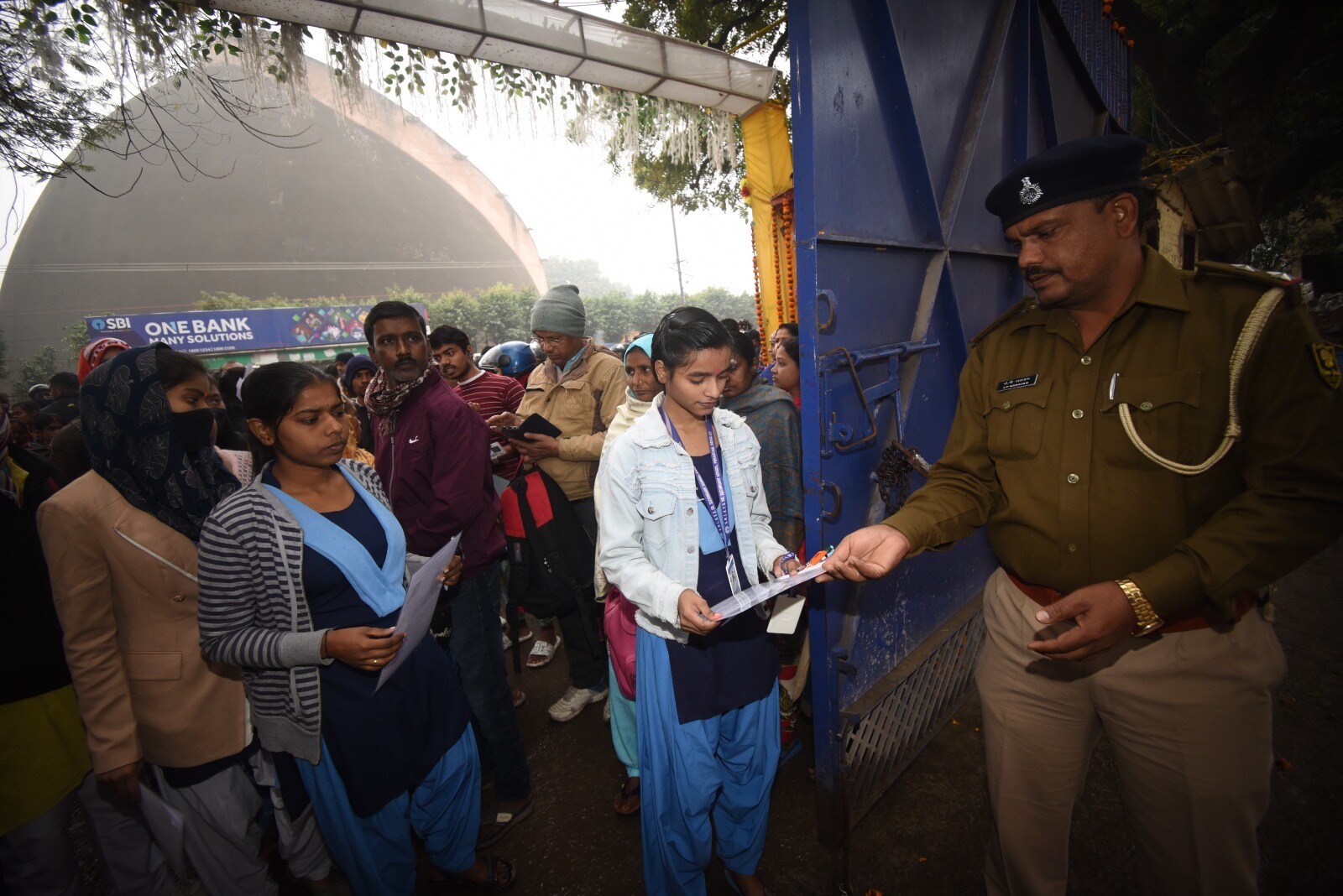 Students standing in queue to appear in the Bihar Board class 10th examination at B.N Collegiate School in Patna
(Photo by Santosh Kumar) Students standing in queue to appear in the Bihar Board class 10th examination at B.N Collegiate School in Patna
(Photo by Santosh Kumar)