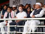 Congress president Mallikarjun Kharge with party leader Rahul Gandhi during the 'Bharat Jodo Nyay Yatra'. (ANI Photo) Congress president Mallikarjun Kharge with party leader Rahul Gandhi during the 'Bharat Jodo Nyay Yatra'. (ANI Photo)