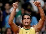 Carlos Alcaraz, of Spain, celebrates winning an Argentina Open ATP tennis match against Argentina's Camilo Carabelli in Buenos Aires, Argentina Carlos Alcaraz, of Spain, celebrates winning an Argentina Open ATP tennis match against Argentina's Camilo Carabelli in Buenos Aires, Argentina
