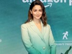 Alia Bhatt in a green pantsuit set from the shelves of Elie Saab(Photo: Yogen Shah)