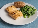 Green garlic crusted fish for making evening snack platter better. Recipe inside