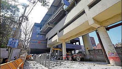 A section of the platform wall of the Gokulpuri Metro station on the Pink Line collapsed on February 8. (HT Photo) A section of the platform wall of the Gokulpuri Metro station on the Pink Line collapsed on February 8. (HT Photo)