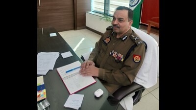 ADG UP STF Amitabh Yash after taking additional charge of ADG Law and Order at police headquarters in Lucknow on Feb 16. (Sourced)