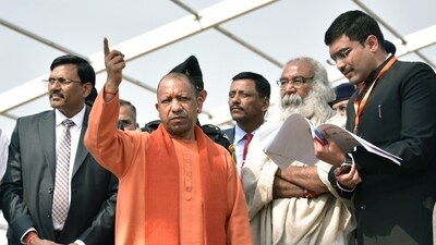 Sambhal, Feb 12 (ANI): Uttar Pradesh Chief Minister Yogi Adityanath visits Kalki Dham ahead of the Kalki Dham bhumi Pujan by PM Narendra Modi on Feb 19, in Sambhal on Monday. Former Congress leader Acharya Pramod Krishnam is also present. (ANI Photo) (Ravi Prakash) Sambhal, Feb 12 (ANI): Uttar Pradesh Chief Minister Yogi Adityanath visits Kalki Dham ahead of the Kalki Dham bhumi Pujan by PM Narendra Modi on Feb 19, in Sambhal on Monday. Former Congress leader Acharya Pramod Krishnam is also present. (ANI Photo) (Ravi Prakash)
