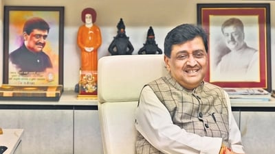 Ashok Chavan, now with BJP, during an interview with HT at his office at Churchgate on Thursday. (Anshuman Poyrekar) Ashok Chavan, now with BJP, during an interview with HT at his office at Churchgate on Thursday. (Anshuman Poyrekar)