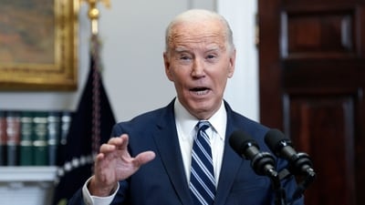US President Joe Biden speaks on the death of Alexey Navalny, Russian opposition leader, in the Roosevelt Room of the White House in Washington, DC, US, on Friday, Feb. 16, 2024. Biden laid the blame for the death of activist Alexey Navalny, a leading opposition voice against Vladimir Putin, on the Russian president and said the moment called for US resolve to back its allies, including Ukraine. (Bloomberg) US President Joe Biden speaks on the death of Alexey Navalny, Russian opposition leader, in the Roosevelt Room of the White House in Washington, DC, US, on Friday, Feb. 16, 2024. Biden laid the blame for the death of activist Alexey Navalny, a leading opposition voice against Vladimir Putin, on the Russian president and said the moment called for US resolve to back its allies, including Ukraine. (Bloomberg)