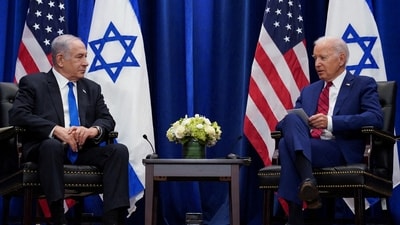 Israel-Hamas War: US president Joe Biden with Israeli prime minister Benjamin Netanyahu. (Reuters)