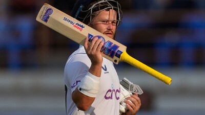 England's Ben Duckett acknowledges the crowd after scoring a century (AP)