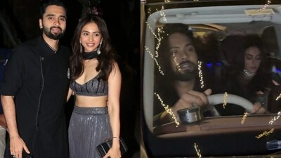 A glimpse of Rakul Preet Singh heading to Jackky Bhagnani's home for the dhol night A glimpse of Rakul Preet Singh heading to Jackky Bhagnani's home for the dhol night