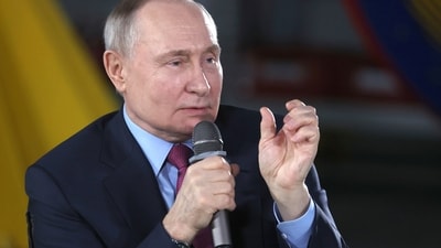 Russian President Vladimir Putin speaks. (AP) Russian President Vladimir Putin speaks. (AP)