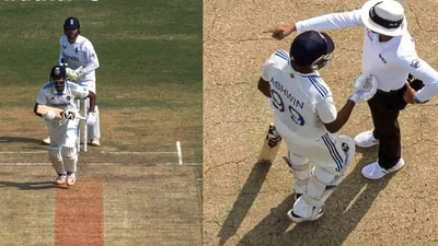 Ashwin had an argument with the umpire after he pulled him for running on the protected area Ashwin had an argument with the umpire after he pulled him for running on the protected area