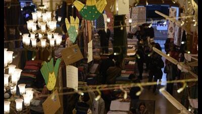 The Crafts and Weaves Bazaar inside Safed Baradari at the Mahindra Sanatkada Lucknow Festival 2024 (Courtesy Mahindra Sanatkada Lucknow Festival)