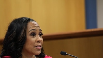 Fani Willis, Fulton County District Attorney, testifies at the Fulton County Courthouse in Atlanta, Georgia, US, on Thursday, Feb. 15, 2024. (Bloomberg) Fani Willis, Fulton County District Attorney, testifies at the Fulton County Courthouse in Atlanta, Georgia, US, on Thursday, Feb. 15, 2024. (Bloomberg)