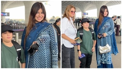 Ayesha Takia was spotted with her son at the Mumbai airport. Ayesha Takia was spotted with her son at the Mumbai airport.