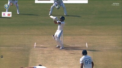 Dhruv Jurel hits a six off Mark Wood Dhruv Jurel hits a six off Mark Wood
