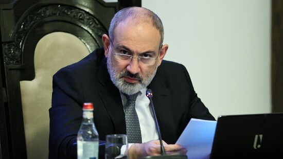 Armenian Prime Minister Nikol Pashinyan chairs a government meeting in Yerevan. (AFP)