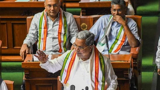 Karnataka Chief Minister Siddaramaiah presents the State Budget 2024-25 in the Assembly in Bengaluru on Friday. Karnataka Chief Minister Siddaramaiah presents the State Budget 2024-25 in the Assembly in Bengaluru on Friday.