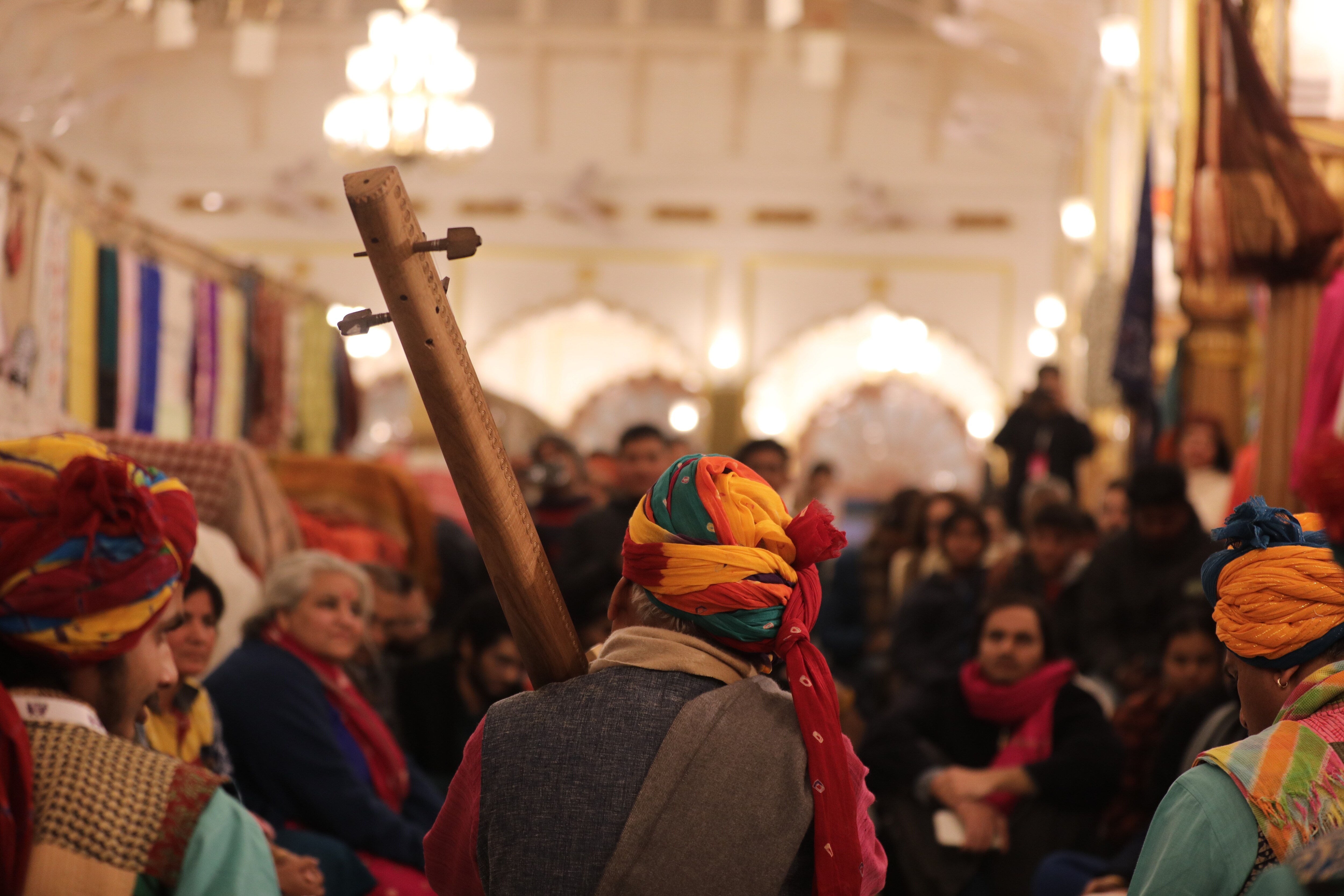 Dhai Aakhar Prem Ke: Kabir bhajan by Padma Shri Prahlad Singh Tipaniya inside Safed Baradari within the Crafts and Weaves Bazaar. (Courtesy Mahindra Sanatkada Lucknow Festival)