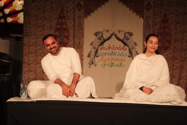 Dastan Kaifi-Shaukat Ki by Himanshu Bajpai and Pragya Sharma at the Chabutara Stage at Safed Baradari. (Courtesy Mahindra Sanatkada Lucknow Festival)