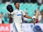 Yashasvi Jaiswal celebrates his 2nd century of the series. Yashasvi Jaiswal celebrates his 2nd century of the series.
