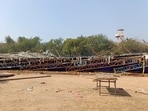A fire call has been received about the collapse of a temporary structure in Jawaharlal Nehru Stadium New Delhi on Saturday.