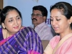 Sunetra Pawar (left) with Supriya Sule Sunetra Pawar (left) with Supriya Sule