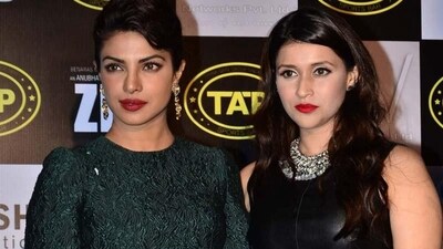 Priyanka Chopra with cousin Mannara Chopra at an event. (File Photo) Priyanka Chopra with cousin Mannara Chopra at an event. (File Photo)