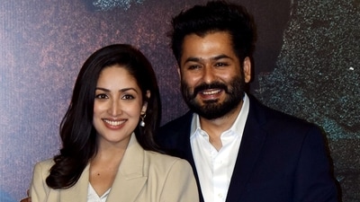 Yami Gautam with her husband and filmmaker Aditya Dhar during the trailer launch of their upcoming film Article 370 in Mumbai. (File Photo/ANI) (Girish Srivastav) Yami Gautam with her husband and filmmaker Aditya Dhar during the trailer launch of their upcoming film Article 370 in Mumbai. (File Photo/ANI) (Girish Srivastav)