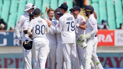 England's Joe Root celebrates the wicket of India's skipper Rohit Sharma during Day 3 of the 3rd Test, at Saurashtra Cricket Association Stadium (ANI ) England's Joe Root celebrates the wicket of India's skipper Rohit Sharma during Day 3 of the 3rd Test, at Saurashtra Cricket Association Stadium (ANI )